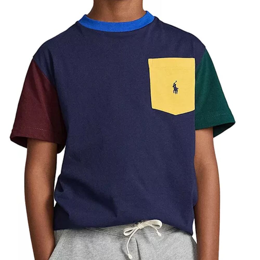 Polo Ralph Lauren - Big Boys - Color-Blocked Cotton Pocket T-shirt - Size Large
